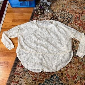 Free people white knit lace tunic size large